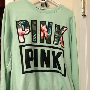 PINK Sweater Hawaiian print, mint/teal